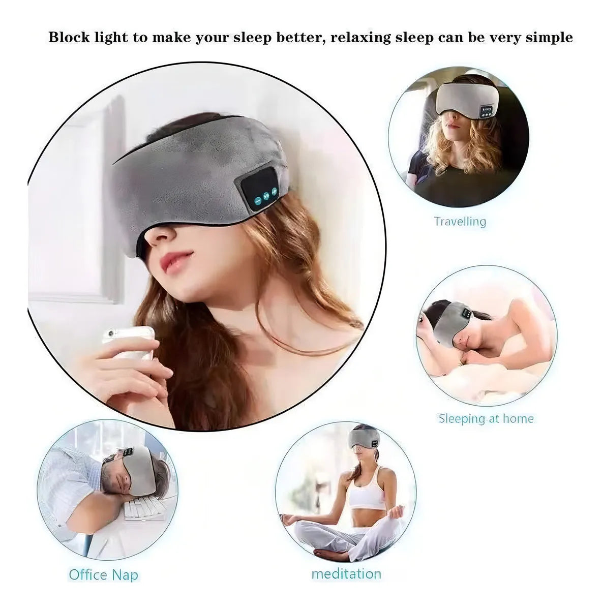 đ„ ÂżTe Cuesta Dormir Por La Luz O El Ruido?: Antifaz Bluetooth y Sonido + ENVĂO GRATIS