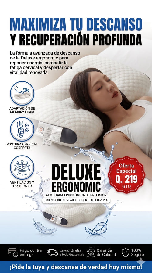 DELUXE ERGONOMIC PLUS Almohada Ortopedica 3d Con Alineación Cervical Perfecta- Promo 2x1