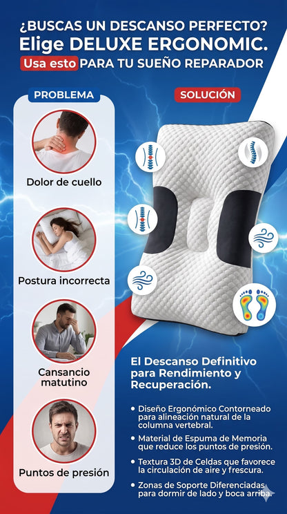 DELUXE ERGONOMIC PLUS Almohada Ortopedica 3d Con Alineación Cervical Perfecta- Promo 2x1