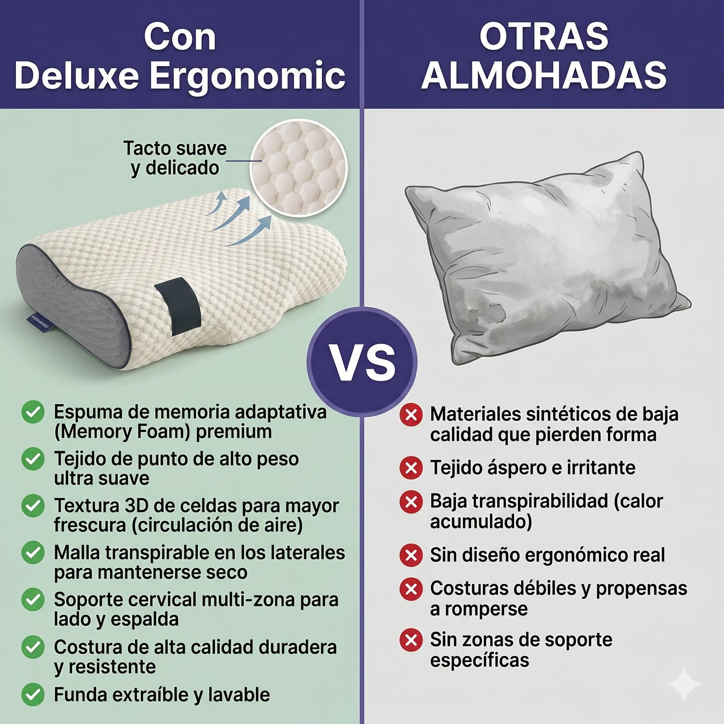 DELUXE ERGONOMIC PLUS Almohada Ortopedica 3d Con Alineación Cervical Perfecta- Promo 2x1