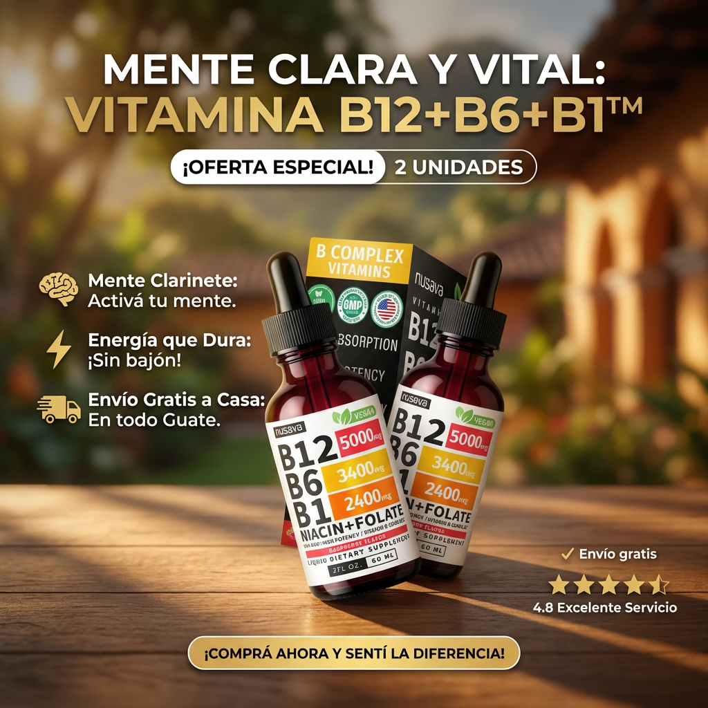 Vitamina B12+B6+B1 Líquida · Mente Clara y Vital · 2 Frascos