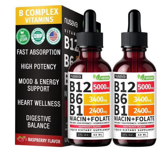 Vitamina B12+B6+B1 Líquida · Mente Clara y Vital · 2 Frascos